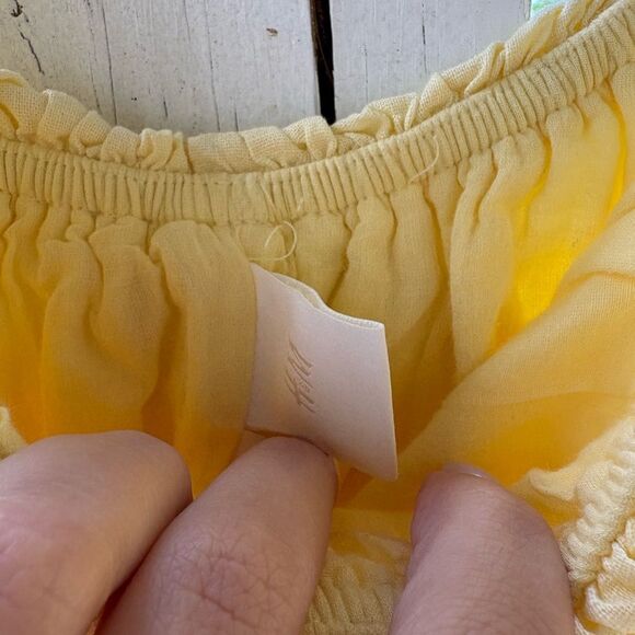H&M Yellow Linen‎ Blend Off Shoulder Summer Sundress Mini Dress XS NWT - Picture 5 of 8